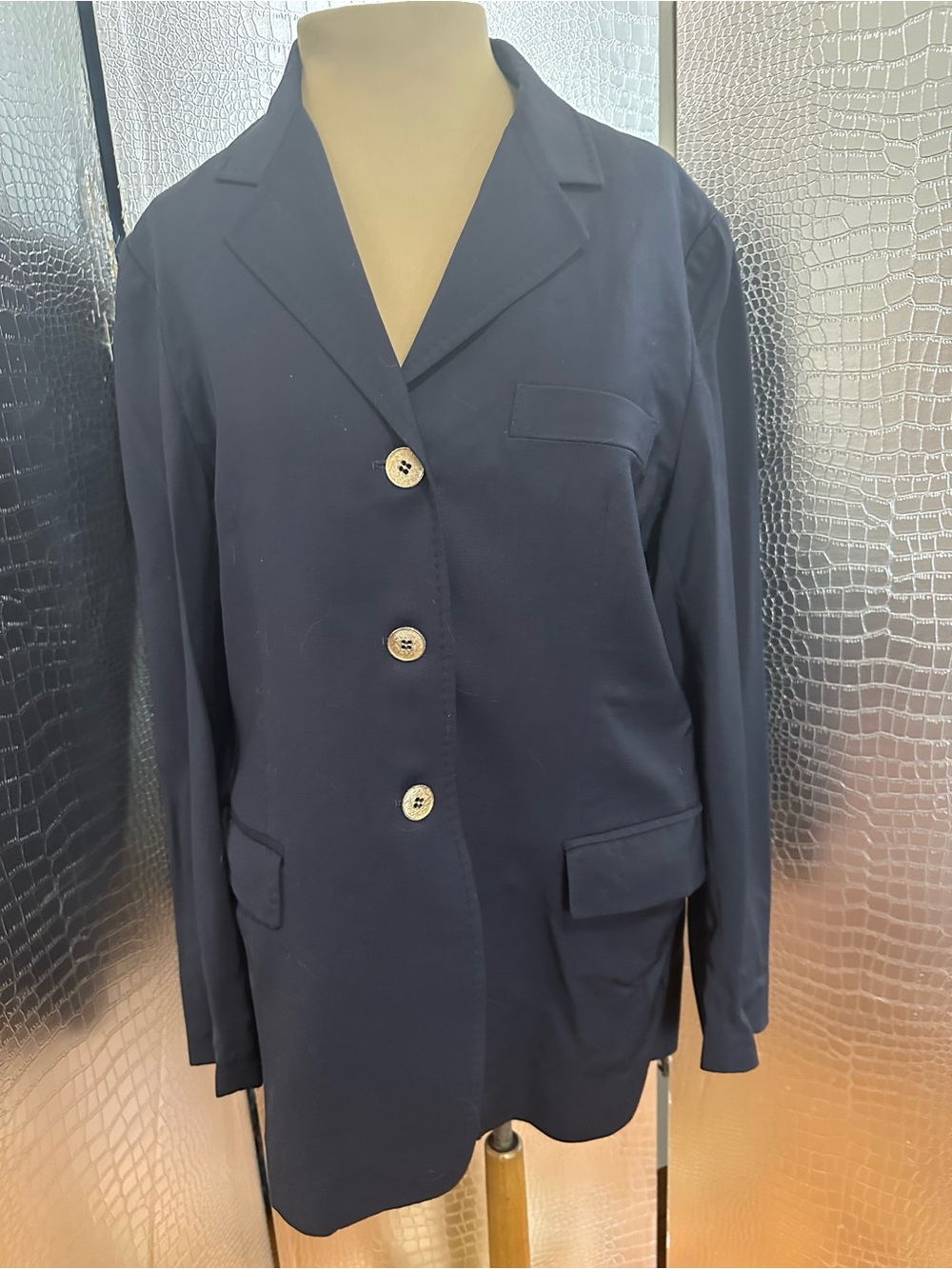 Oleg Cassini Vintage Classic Dark Navy Three-Button Women's Blazer - Picture 2 of 9